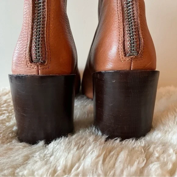 Dolce Vita Cyan Cognac Leather Ankle Booties - Picture 9 of 16